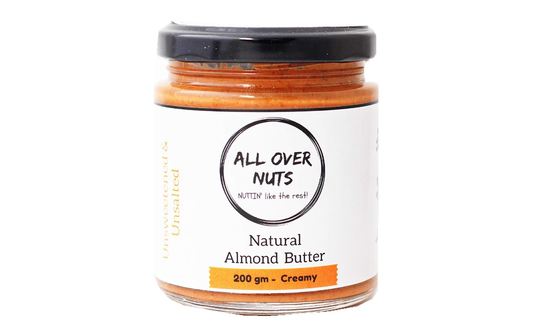 All Over Nuts Natural Almond Butter Creamy  Glass Jar  200 grams